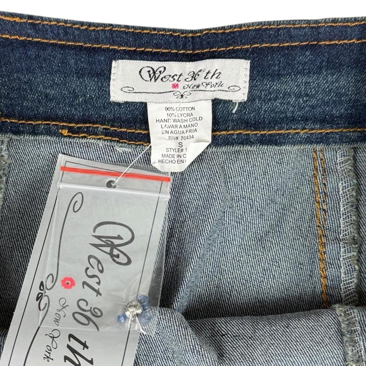 Y2K West 36th Beaded Denim Midi Skirt (S)