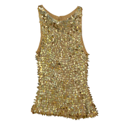 Vintage Gold Knit Sequin Tank Top (XS)