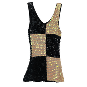 Vintage Black + Cream Knit Check Tank Top (XS)