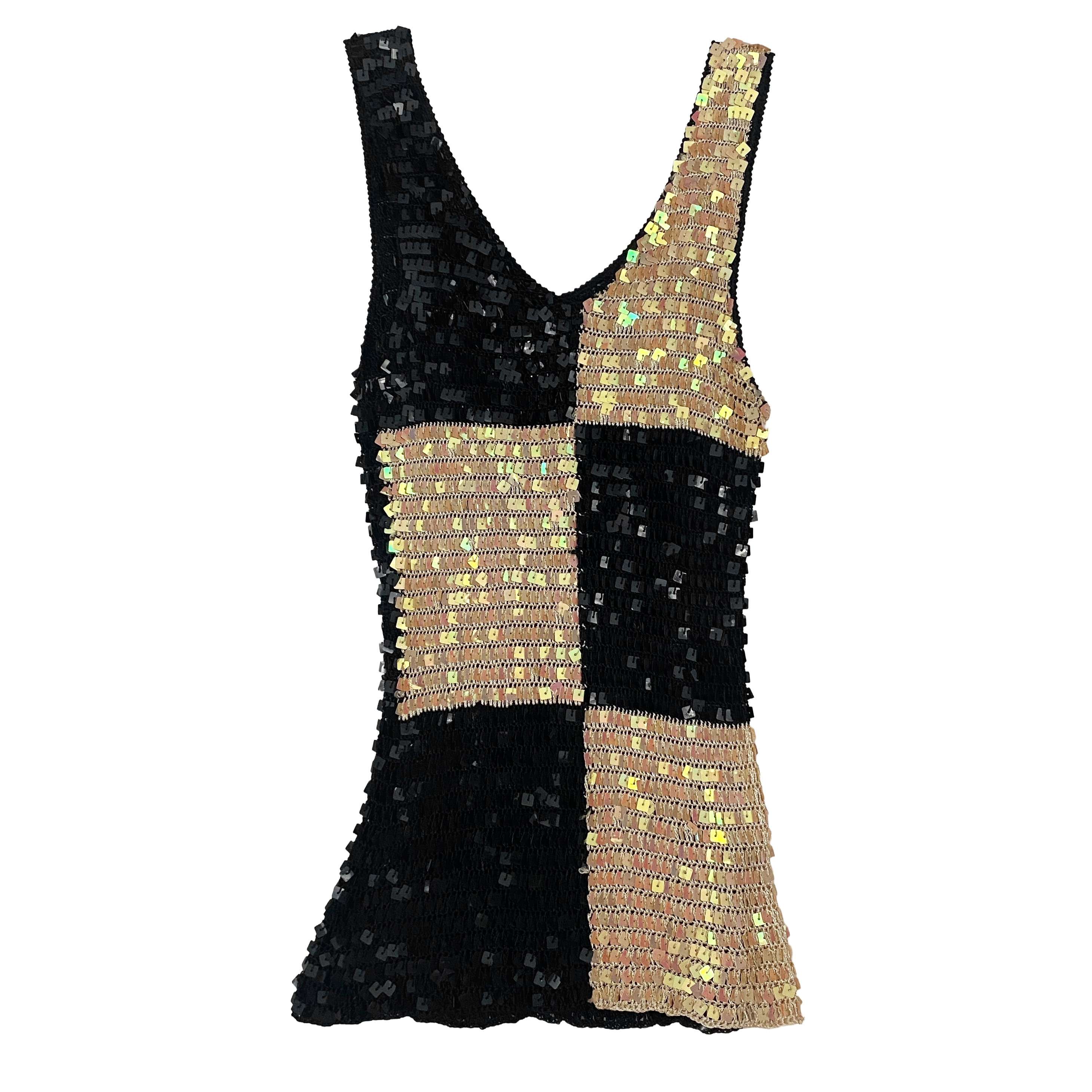 Vintage Black + Cream Knit Check Tank Top (XS)