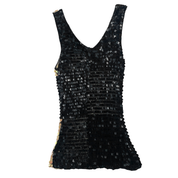 Vintage Black + Cream Knit Check Tank Top (XS)