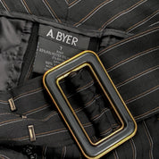 2000's Black Pinstripe Buckle Trousers (S/M)