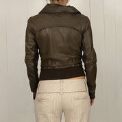 Brown Leather & Knit Jacket (XS)