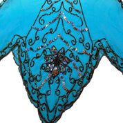 Y2K Brown and Blue Ombré Beaded Silk Top (s)
