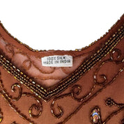 Y2K Brown and Blue Ombré Beaded Silk Top (s)