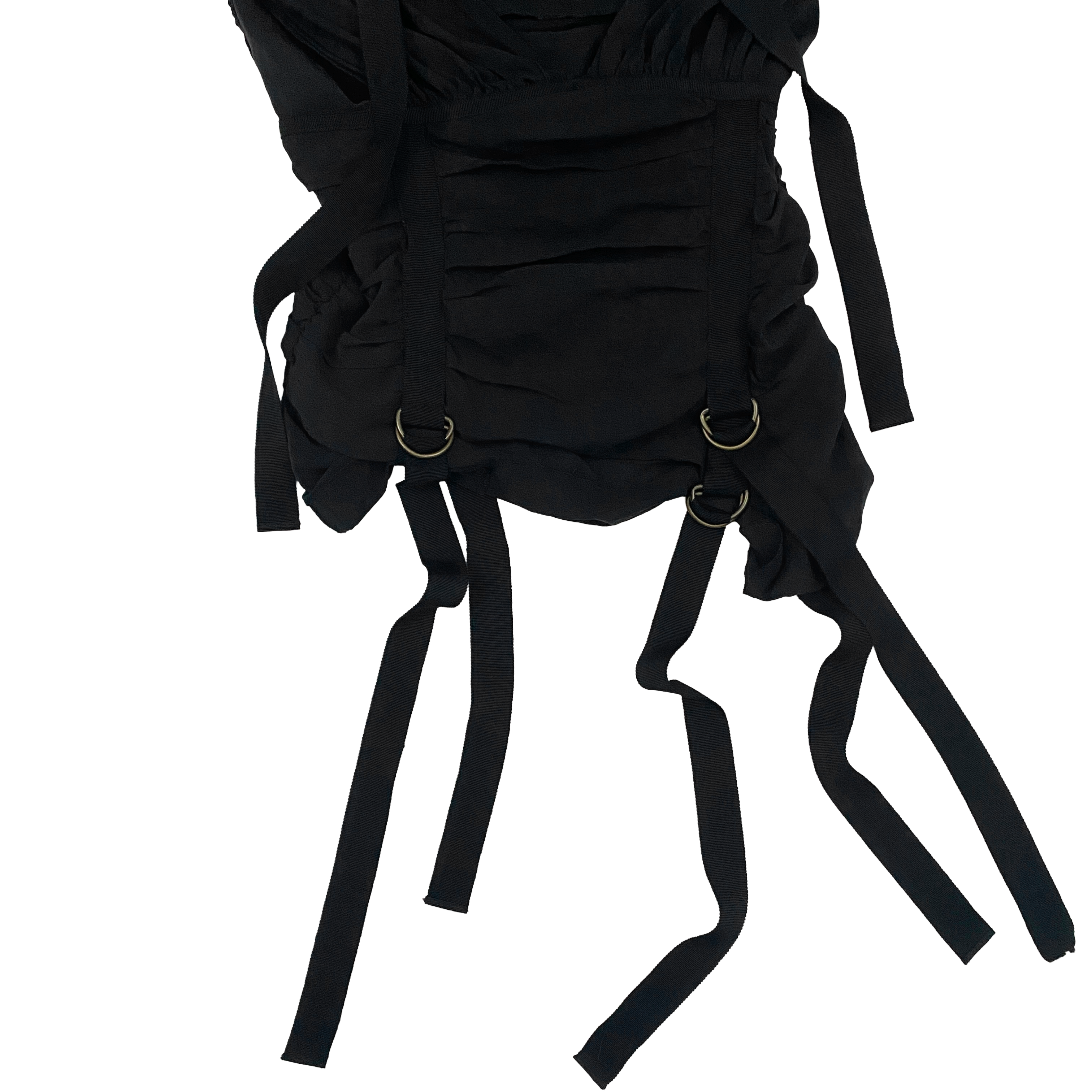 Black Silk Utility Strap Top (S)