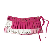 Upcycled Patchwork Pleated Mini Skirt-Belt (M-L)