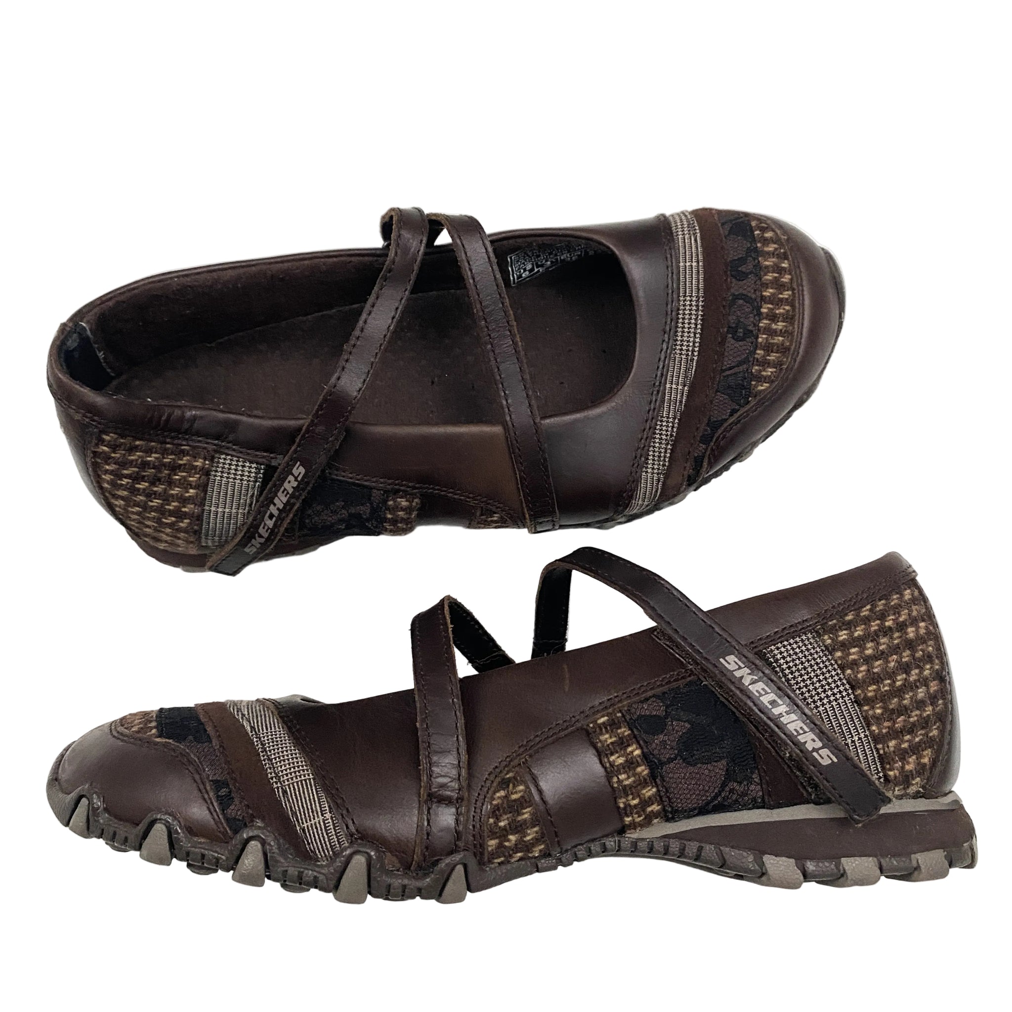 Brown Mixed Print Mary Janes (6) – Holy Thrift