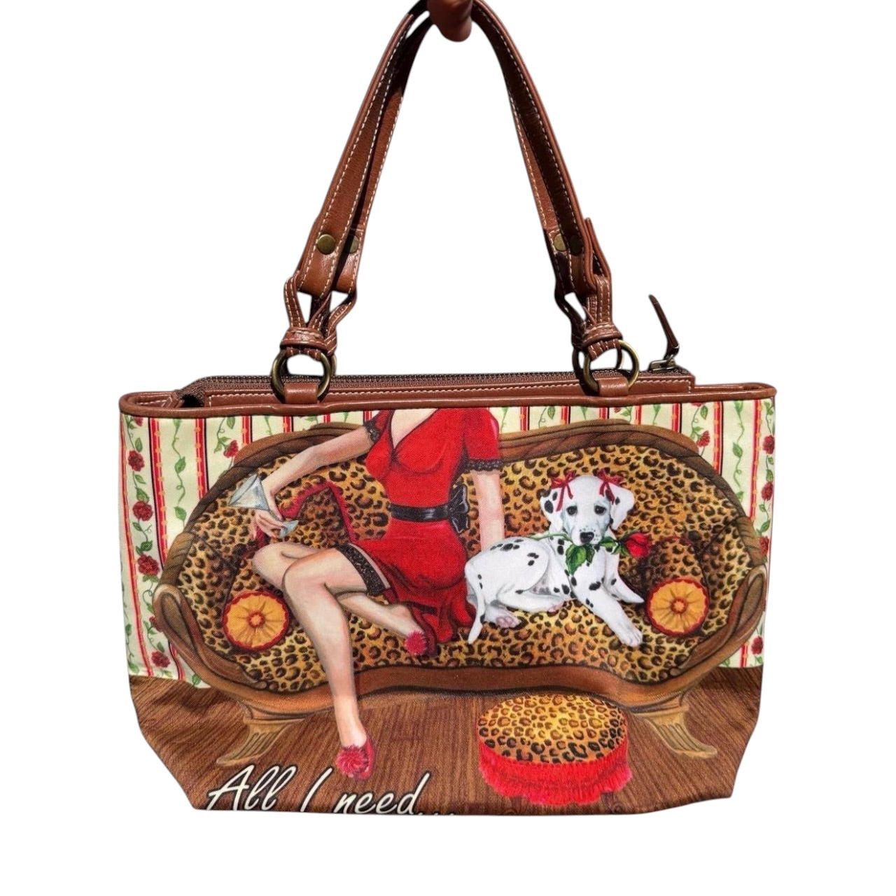 Isabella Fiore Beaded Leopard Print Shoulder Bag