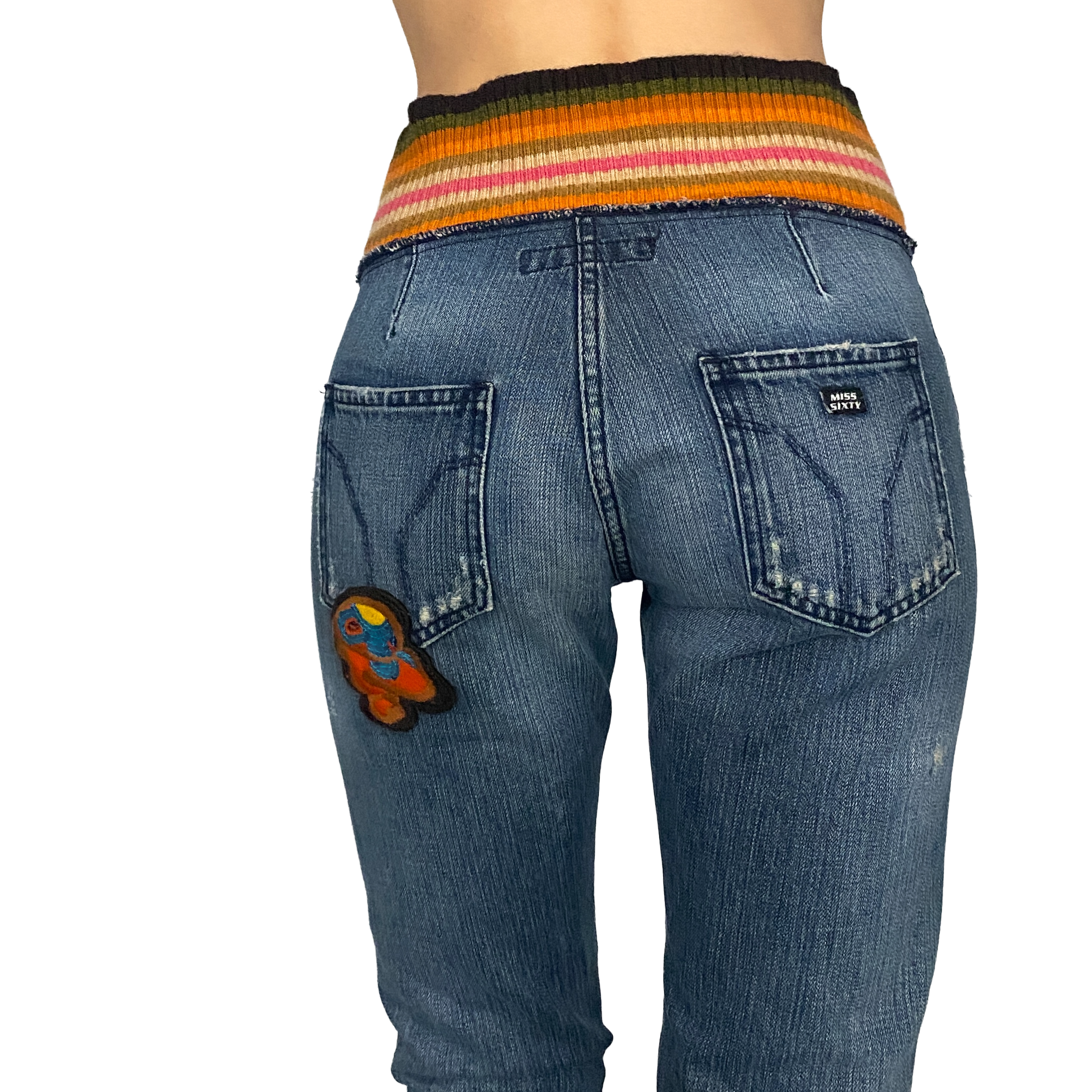 Miss Sixty 2000s Low Rise Fold-Over Jeans (S)