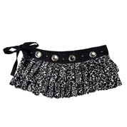 Upcycled Leopard Print Pleated Mini Skirt-Belt (S-M)