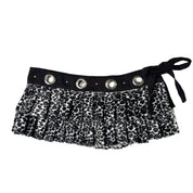 Upcycled Leopard Print Pleated Mini Skirt-Belt (S-M)