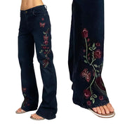 2000's Embroidered Butterfly Rhinestone Jeans (S/M)