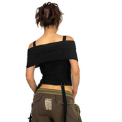 Black Silk Utility Strap Top (S)