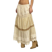 Creamy & Metallic Maxi Skirt (S/M)