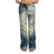 Y2K Paint Splatter Jeans (M)