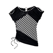Gothic Cold Shoulder Patchwork Top (M)