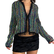 Funky Woven Fringe Cardigan (M)