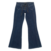 Bebe 2000s Low Rise Lace-Up Striped Flare Jeans (S)