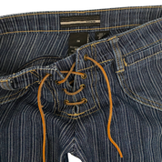 Bebe 2000s Low Rise Lace-Up Striped Flare Jeans (S)
