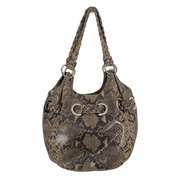Leather Snakeskin Print Hobo Bag