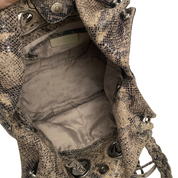 Leather Snakeskin Print Hobo Bag