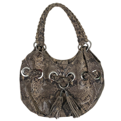 Leather Snakeskin Print Hobo Bag