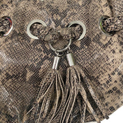 Leather Snakeskin Print Hobo Bag