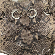 Leather Snakeskin Print Hobo Bag