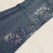 2000's Rhinestone Printed Flare Jeans (M)