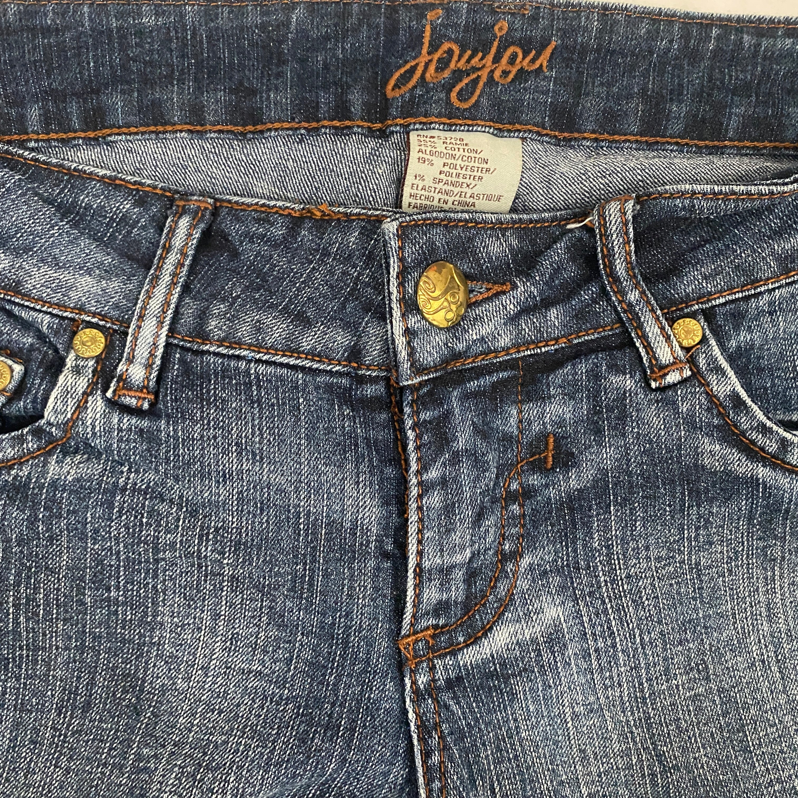 2000's Rhinestone Printed Flare Jeans (M)