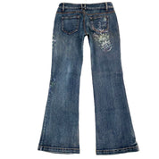 2000's Rhinestone Printed Flare Jeans (M)
