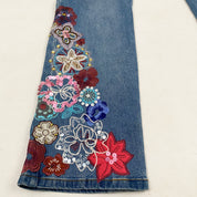 2000's Embroidered Floral Sequin Jeans (S)