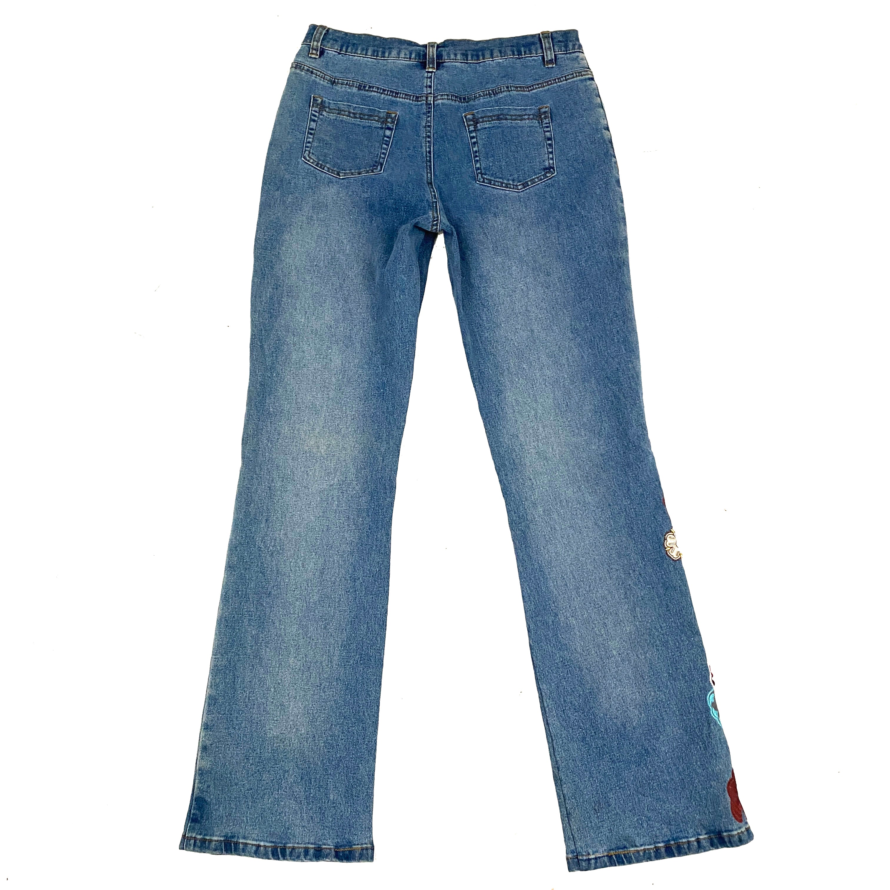 2000's Embroidered Floral Sequin Jeans (S)