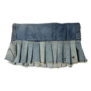 Upcycled Denim Patchwork Pleated Mini Skirt-Belt (S-M)