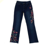 2000's Embroidered Butterfly Rhinestone Jeans (S/M)