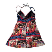 Desigual Graphic Babydoll Halter Mini Dress (S)