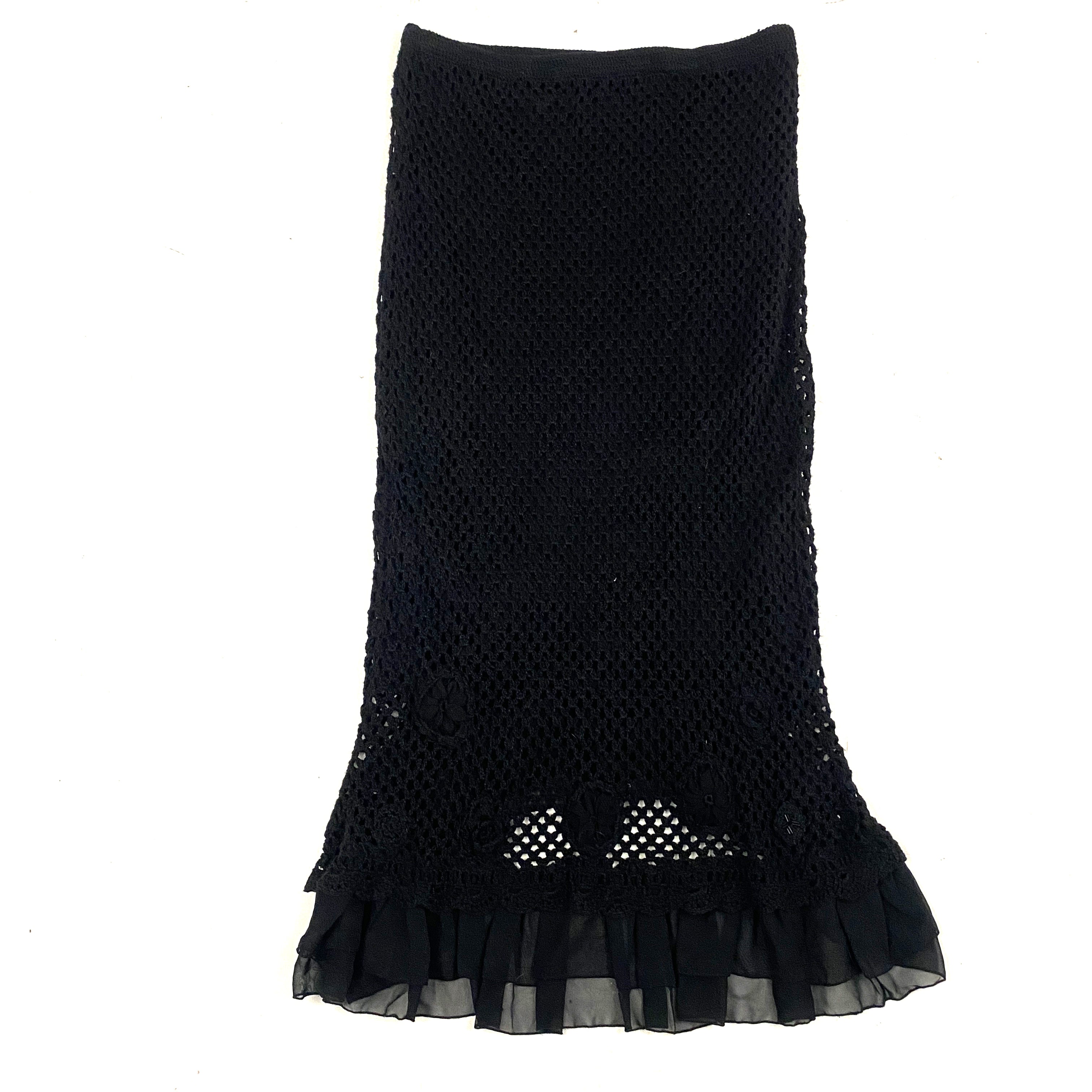 Black Embellished Crochet Fairy Skirt (L)