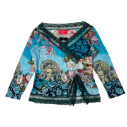 Rene Derhy Paris Beaded Graphic Blouse (M)