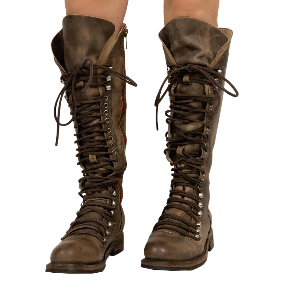 Brown Lace Up Knee High Boots (6)