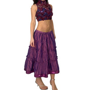 Purple Sequin Taffeta Midi Skirt (S/M)