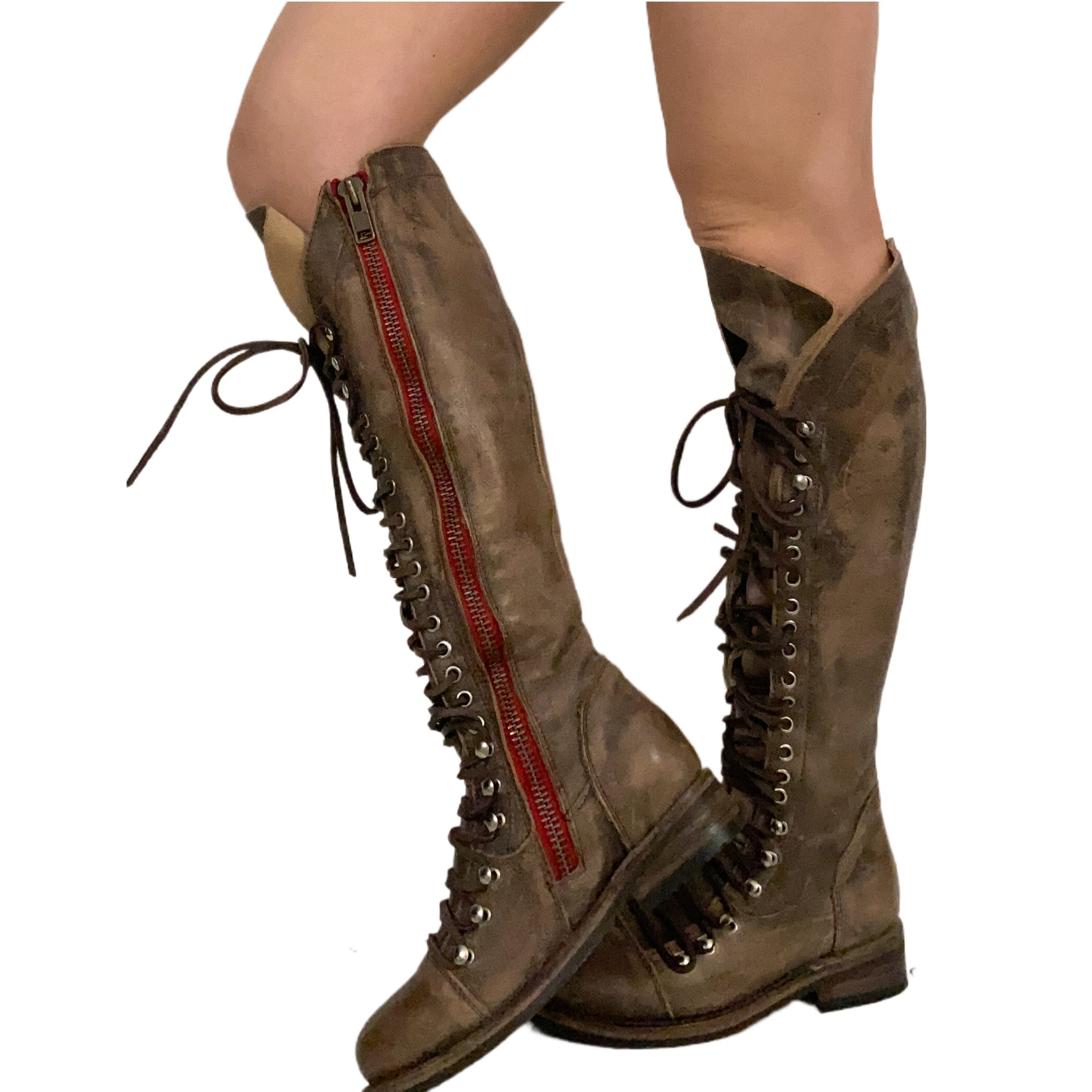 Brown Lace Up Knee High Boots (6)