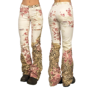 Italian La Vie En Rose Floral Leopard Print Jeans (XS)