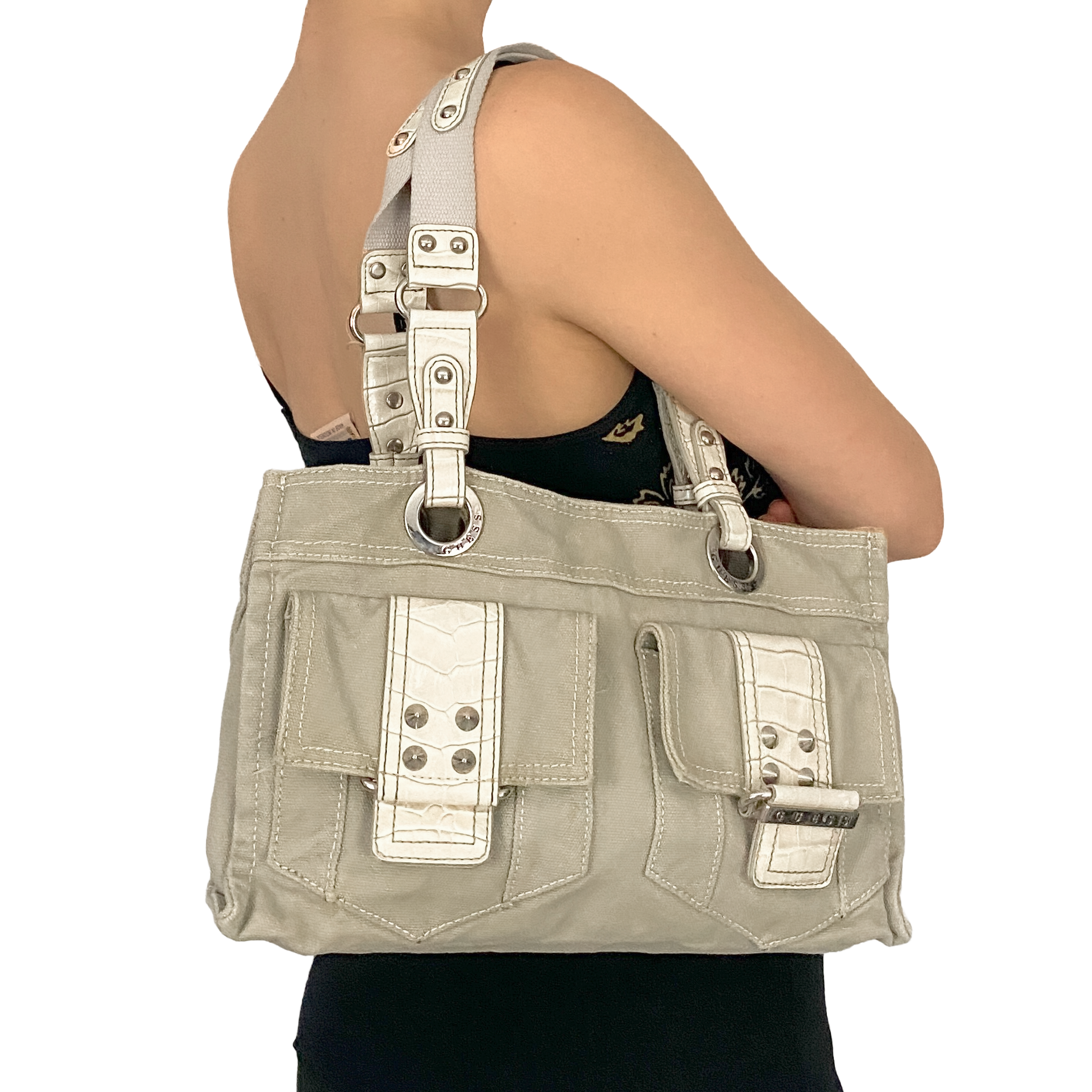 Guess Utility Canvas Shoulder Bag