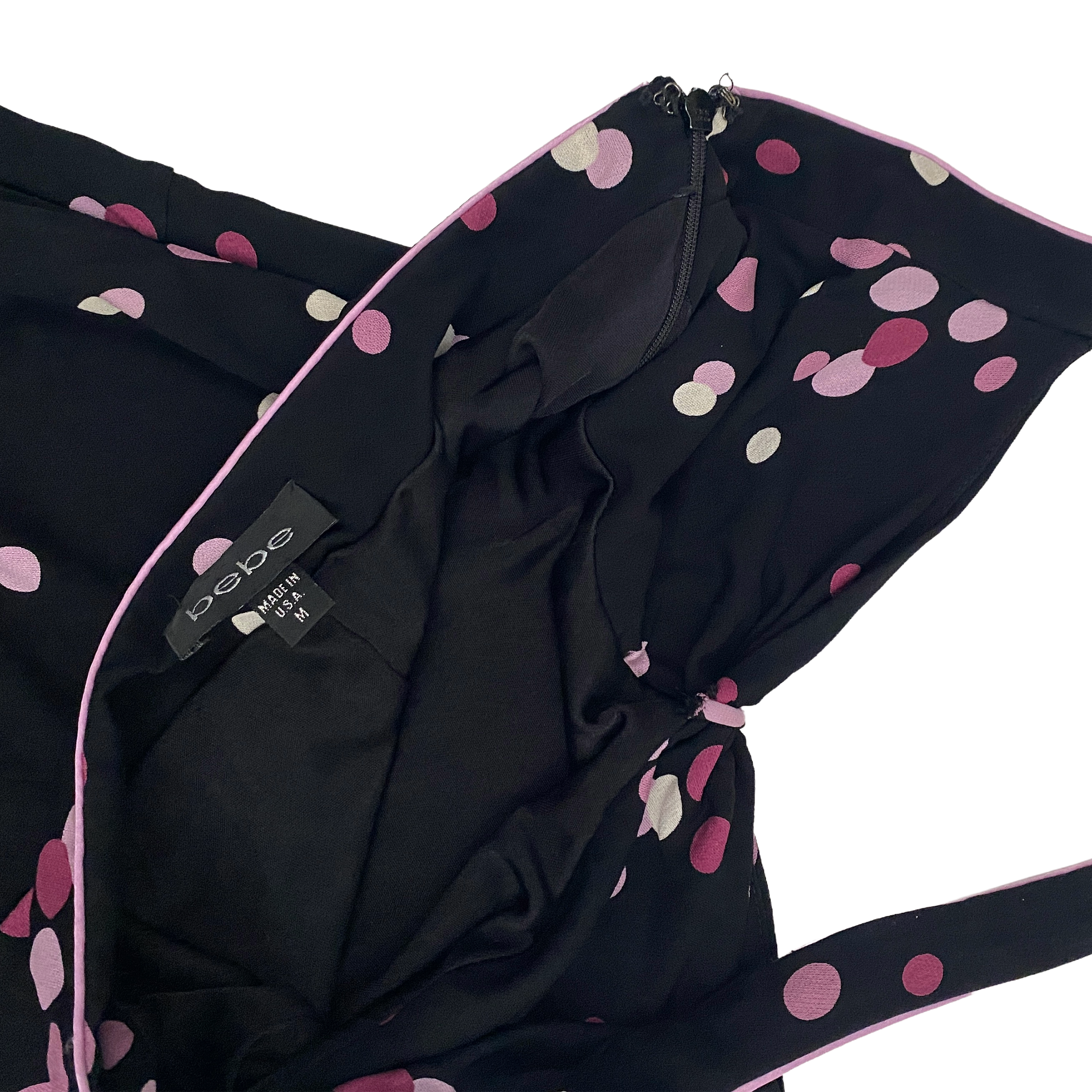 Bebe Polka Dot Pixie Hem Mini Dress (S/M)
