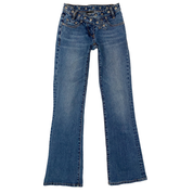 Bebe Asymmetric Button Waist Low Rise Flare Jeans (XXS/XS)