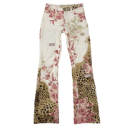 Italian La Vie En Rose Floral Leopard Print Jeans (XS)