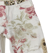 Italian La Vie En Rose Floral Leopard Print Jeans (XS)