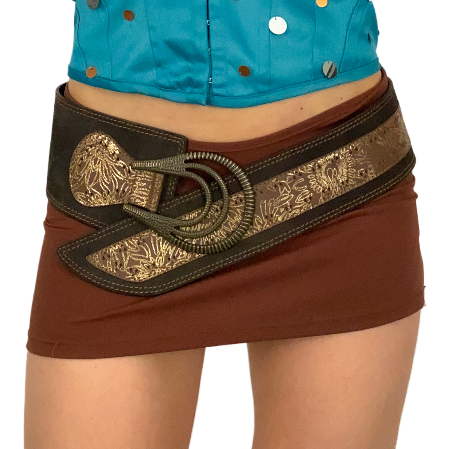 Wide Chocolate Leather Belt (L)