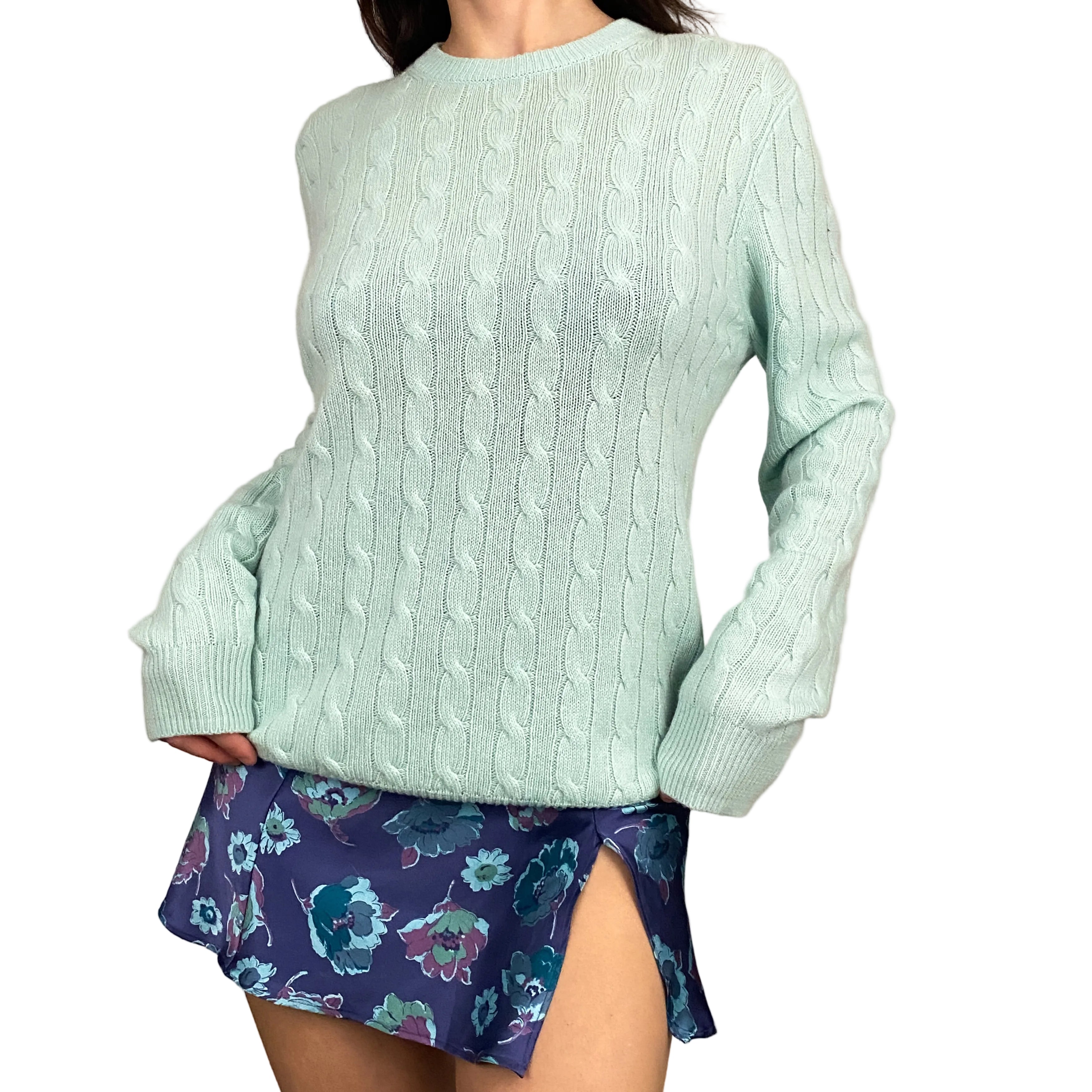 Mint Cashmere Cable Knit Sweater (S)